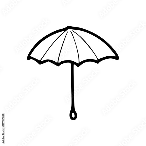 a black and white drawing of an umbrella icon