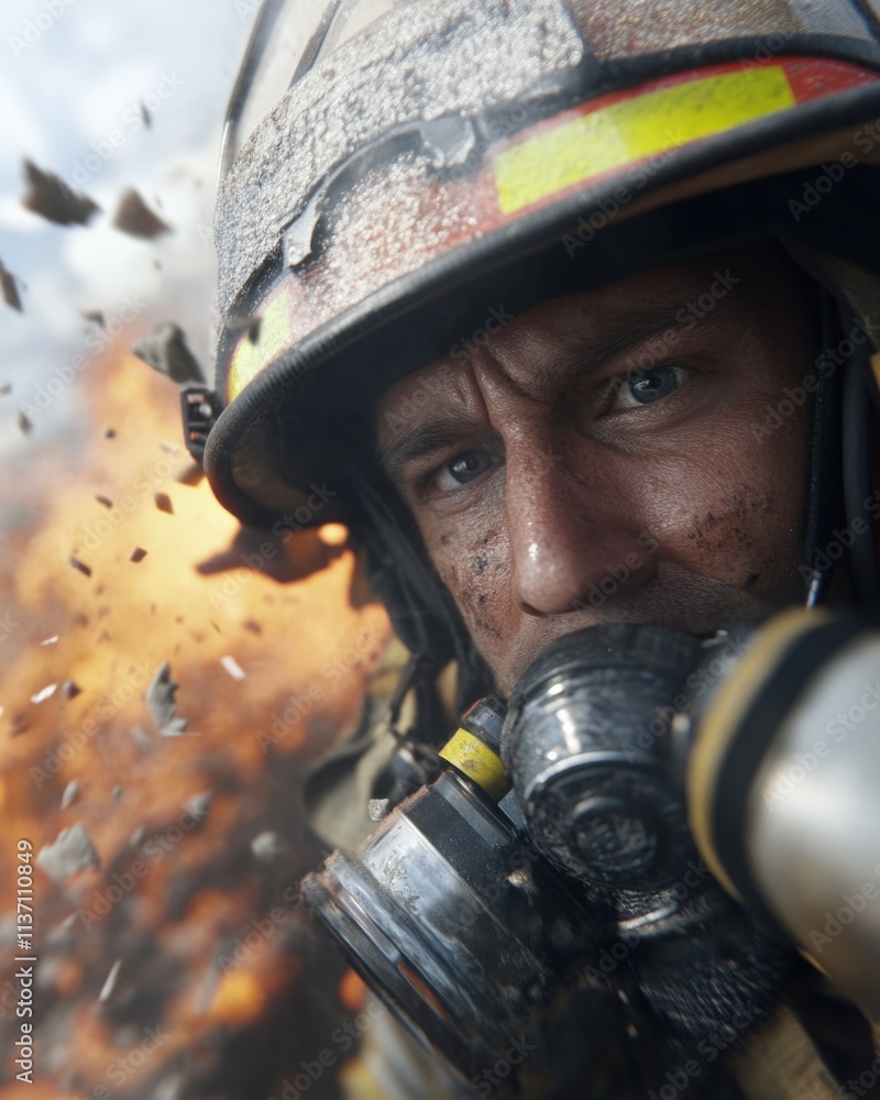 Fototapeta premium Heroic act, rescuer in action, bravery and compassion while saving others from danger, spirit of selflessness, courage, quick thinking in moments of crisis.