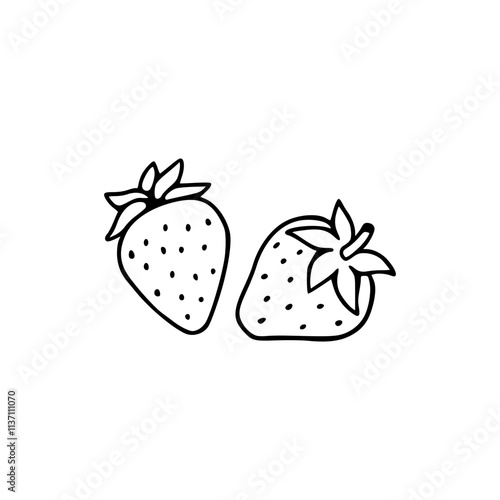 a line art drawing of a strawberry coloring page