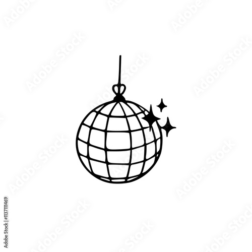 a line art drawing of a disco ball icon