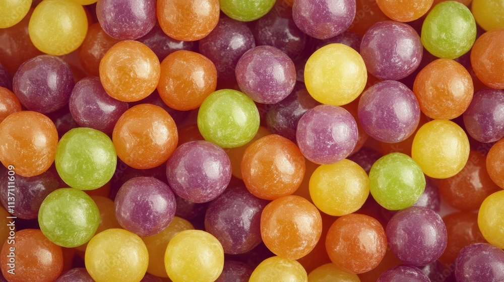 A Colorful Collection of Round Gummy Candies with a Variety of Flavors and Textures A Colorful Collection of Round Gummy Candies with a Variety of Flavors and Textures