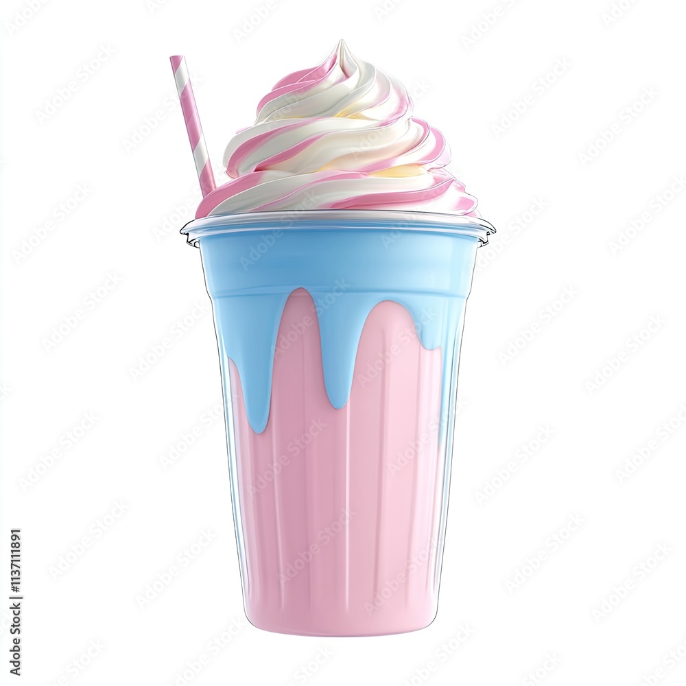 Colorful Soft Serve Ice Cream Cup with Twisted Topping and Striped Straw, Perfect for Summer Treats and Sweet Desserts Featuring Pastel Shades of Pink and Blue Colorful Soft Serve Ice Cream Cup with Twisted Topping and Striped Straw, Perfect for Summer Treats and Sweet Desserts Featuring Pastel Shades of Pink and Blue