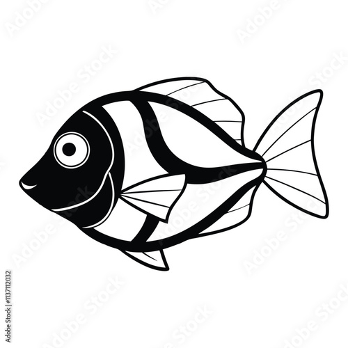 Blue Tang Fish Vector Artwork with White Background