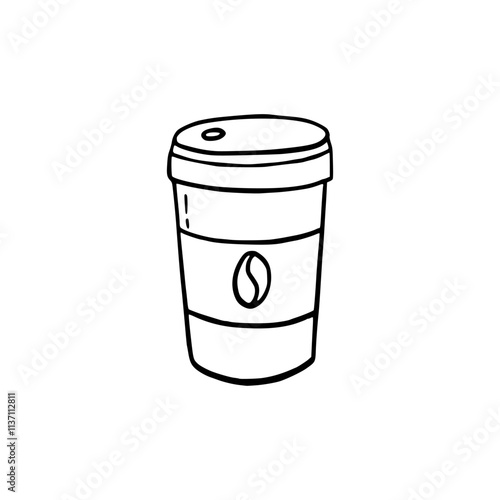 Coffee cup icon in line art style