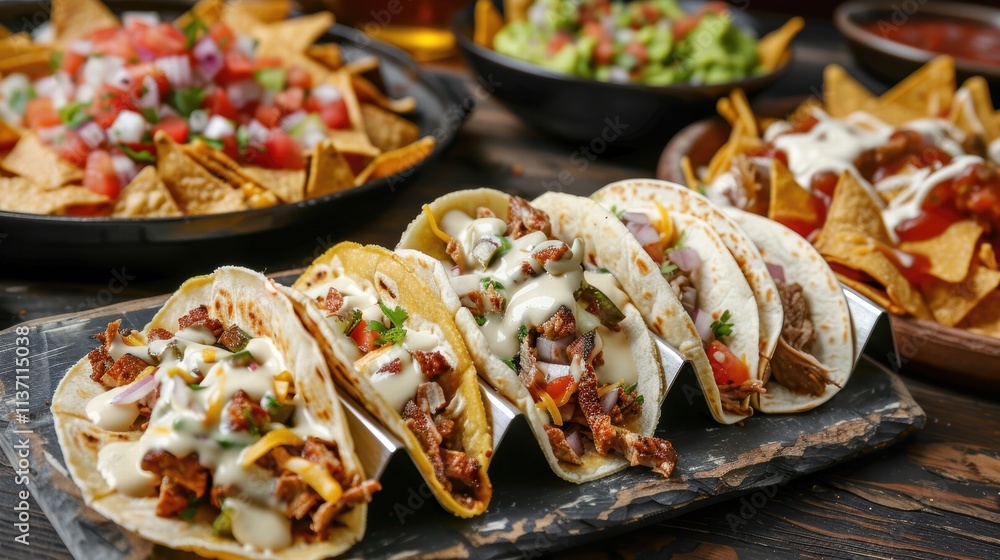 custom made wallpaper toronto digitalDelicious tacos with nachos and guacamole served.