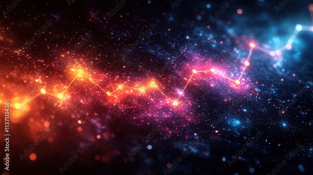 Cosmic Graph Over Starry Background with Colorful Vibes Cosmic Graph Over Starry Background with Colorful Vibes