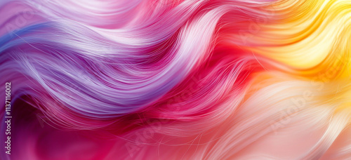 Abstract background with colorful, flowing and wavy hair photo