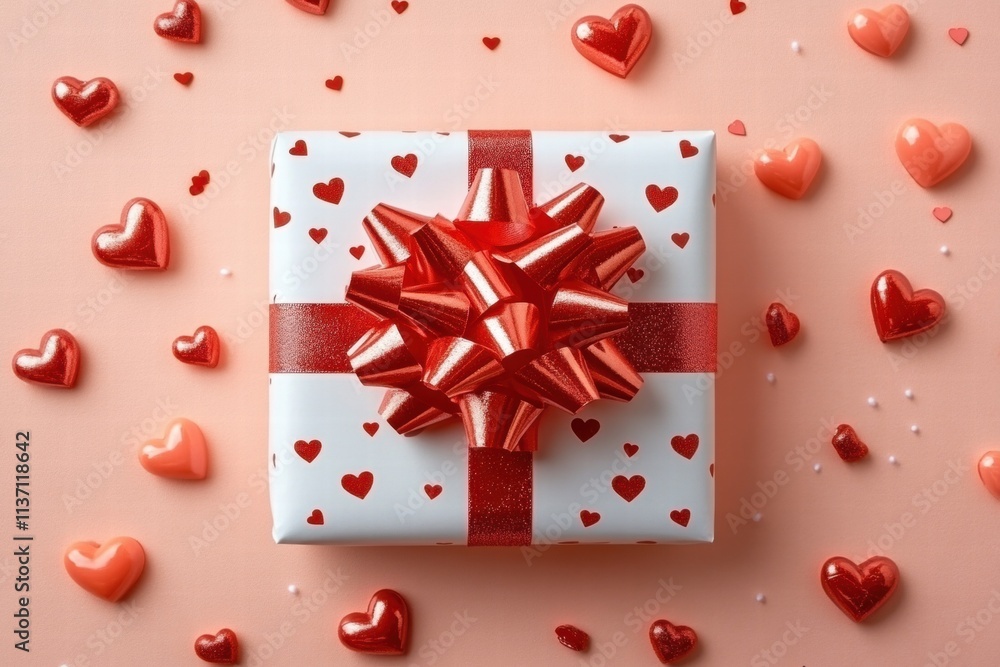 Valentine's Day Gift Box with Red Hearts Valentine's Day Gift Box with Red Hearts
