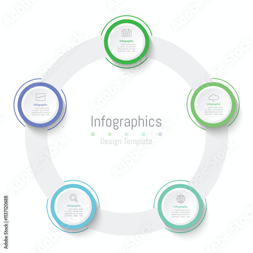 Infographic 5 options design elements for your business data. Vector Illustration.