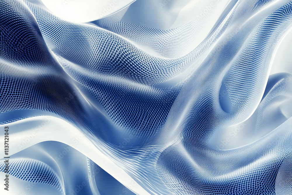 Naklejka premium Abstract blue and white background with smooth waves, representing technology or innovation