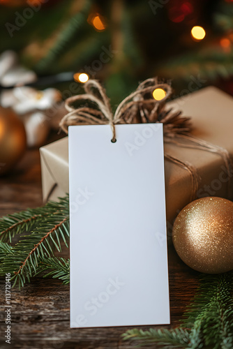 mockup bookmark for book close-up on christmas tree background