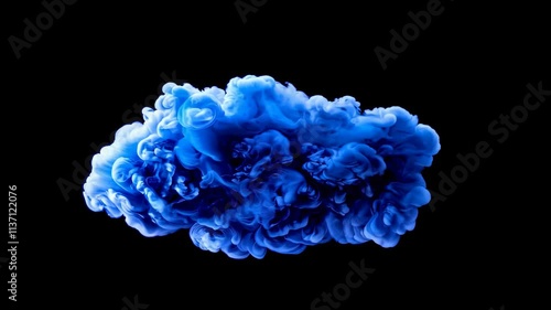 Stunning Blue Ink Cloud Explosion Against Black Background