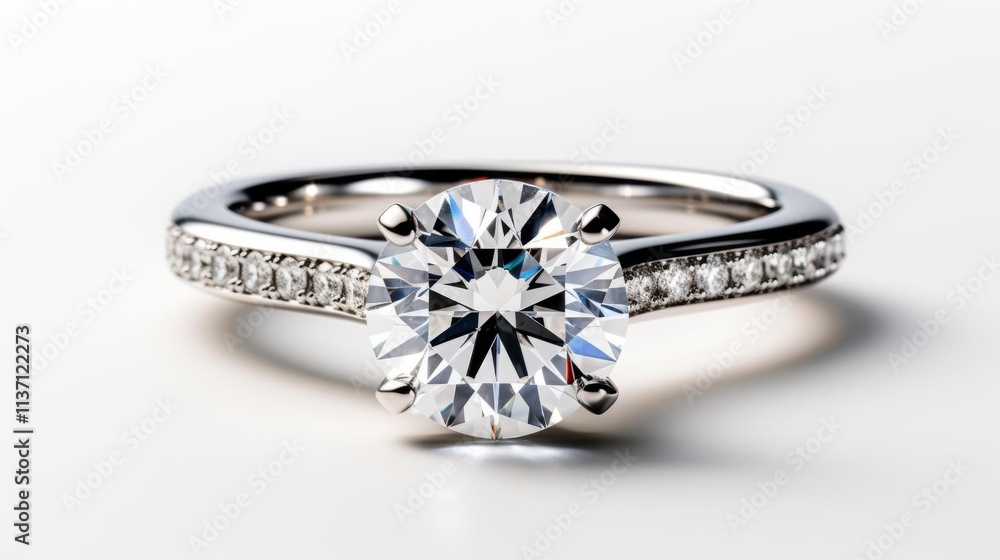 A white diamond ring with a band of gold A white diamond ring with a band of gold
