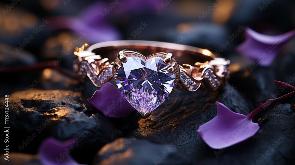 A beautiful gold and white ring with a heart shaped diamond A beautiful gold and white ring with a heart shaped diamond