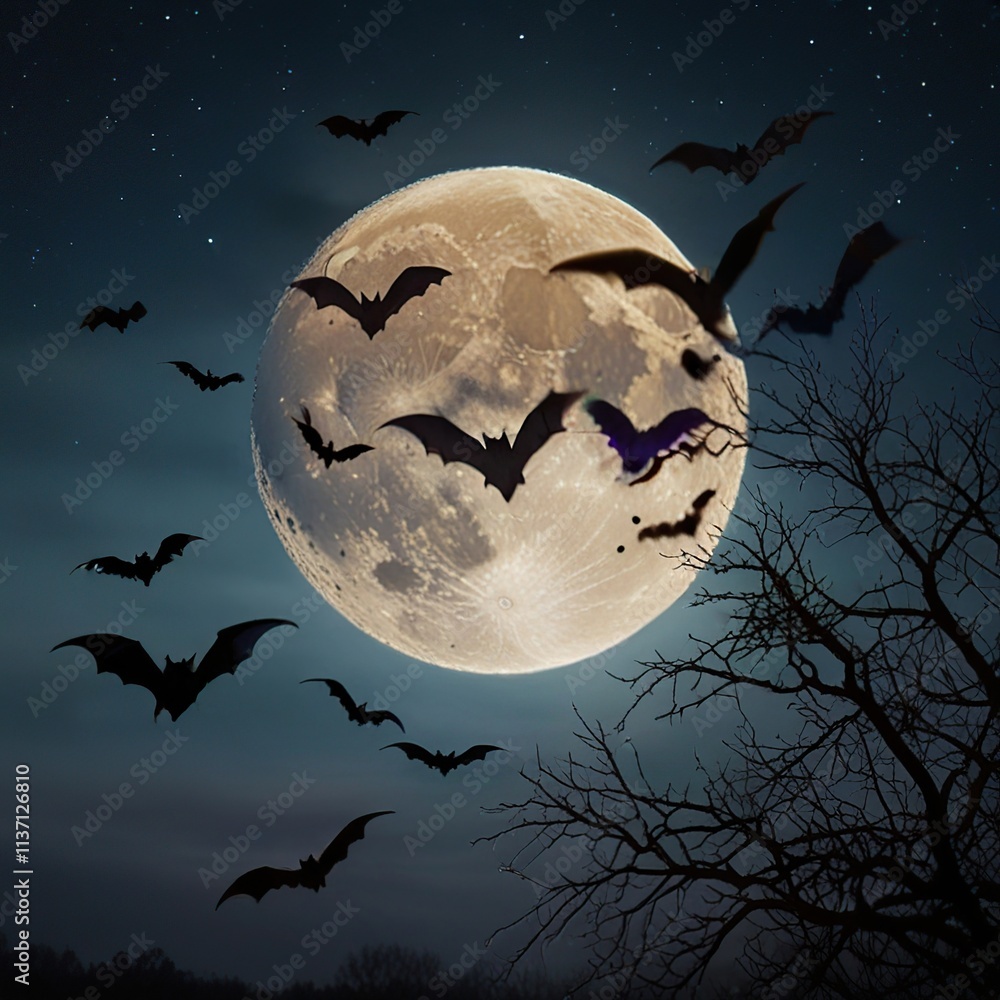 halloween background with moon and bats halloween background with moon and bats