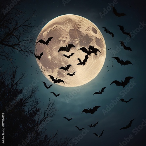 halloween background with moon photo