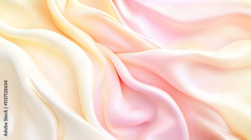 Fototapeta premium Soft pastel pink and yellow silk fabric drapes beautifully