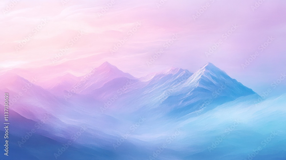 Fototapeta premium Pastel Mountainscape Soft Hues Dreamlike Landscape
