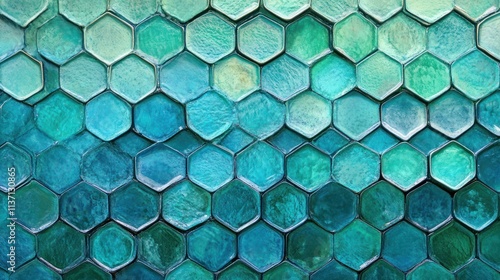 Wallpaper Mural Teal Hexagon Tile Pattern Background Texture Torontodigital.ca