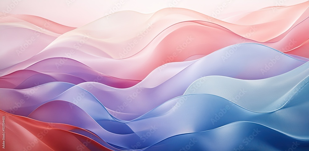 Fototapeta premium A minimal and dynamic design with large-scale waves of color, using the colors pink, blue, purple, and red
