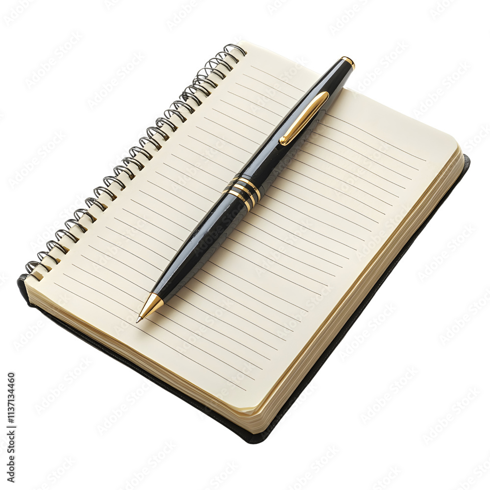 Elegant Pen and Blank Notebook on White Background Elegant Pen and Blank Notebook on White Background
