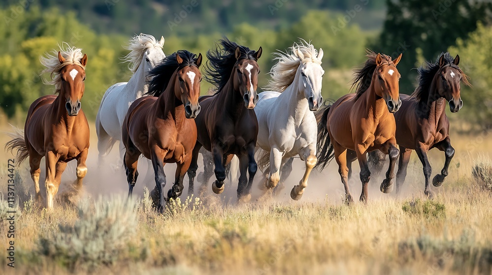 Wild Horses Galloping Across the Plains Wild Horses Galloping Across the Plains