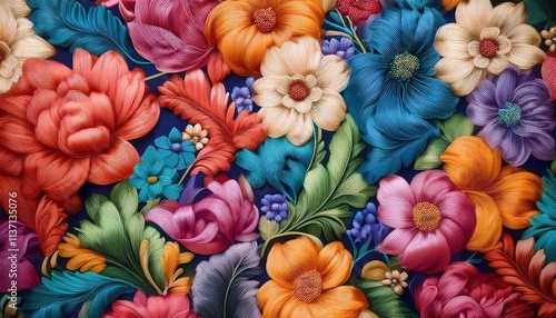 Wallpaper Mural Vibrant floral tapestry, rich in texture and color. A feast for the eyes! Torontodigital.ca