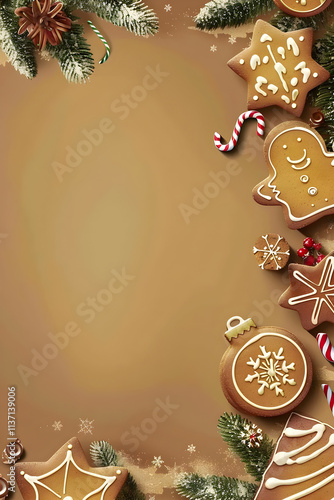 light beige banner with copyspace in gingerbread frame