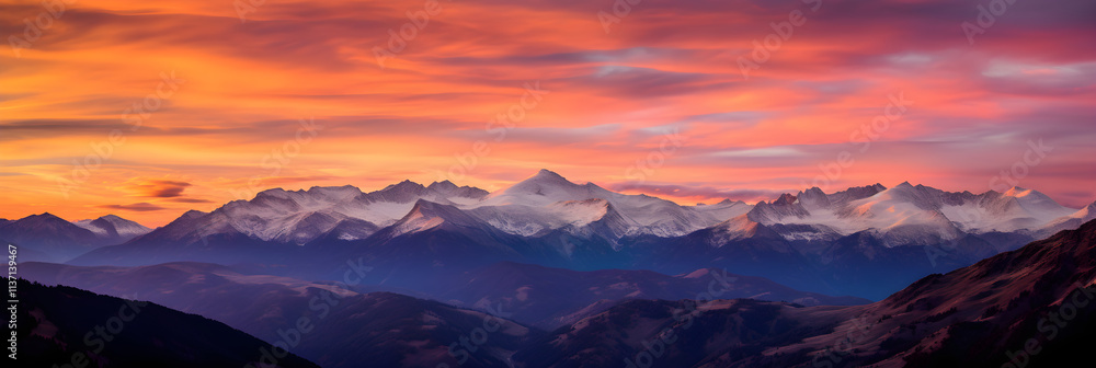 Spectacular Sunset over Mountain Range: A Mesmerizing Spectacle of Nature's Majesty Spectacular Sunset over Mountain Range: A Mesmerizing Spectacle of Nature's Majesty