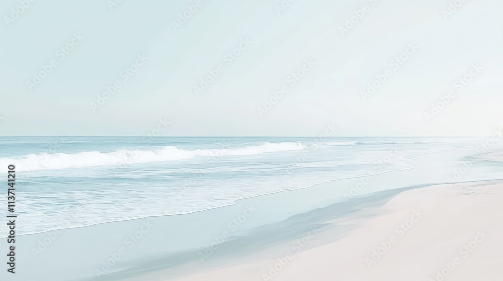 Obraz premium Serene Beachscape Gentle Waves Rolling Ashore