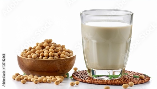Soy Milk on white background isolated. Beverage. Drink.