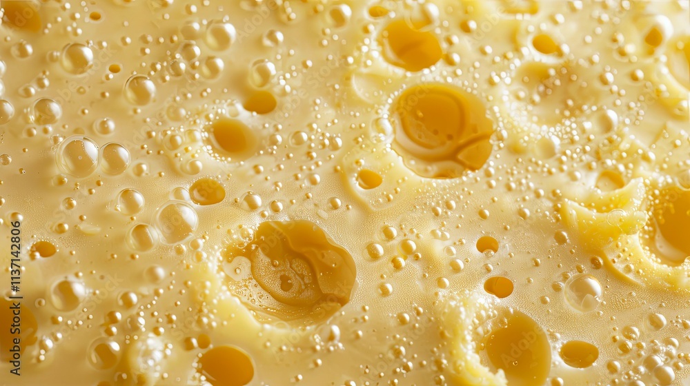 Close-up of Swiss Cheese Texture: Holes, Bubbles, and Golden Hue Close-up of Swiss Cheese Texture: Holes, Bubbles, and Golden Hue