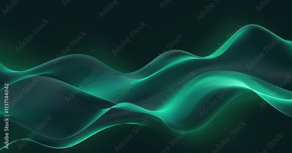 Abstract wave design with smooth gradients in shades of teal and green. Abstract wave design with smooth gradients in shades of teal and green.