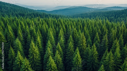 Aerial view of abundant mixed-age forest vast landscape nature