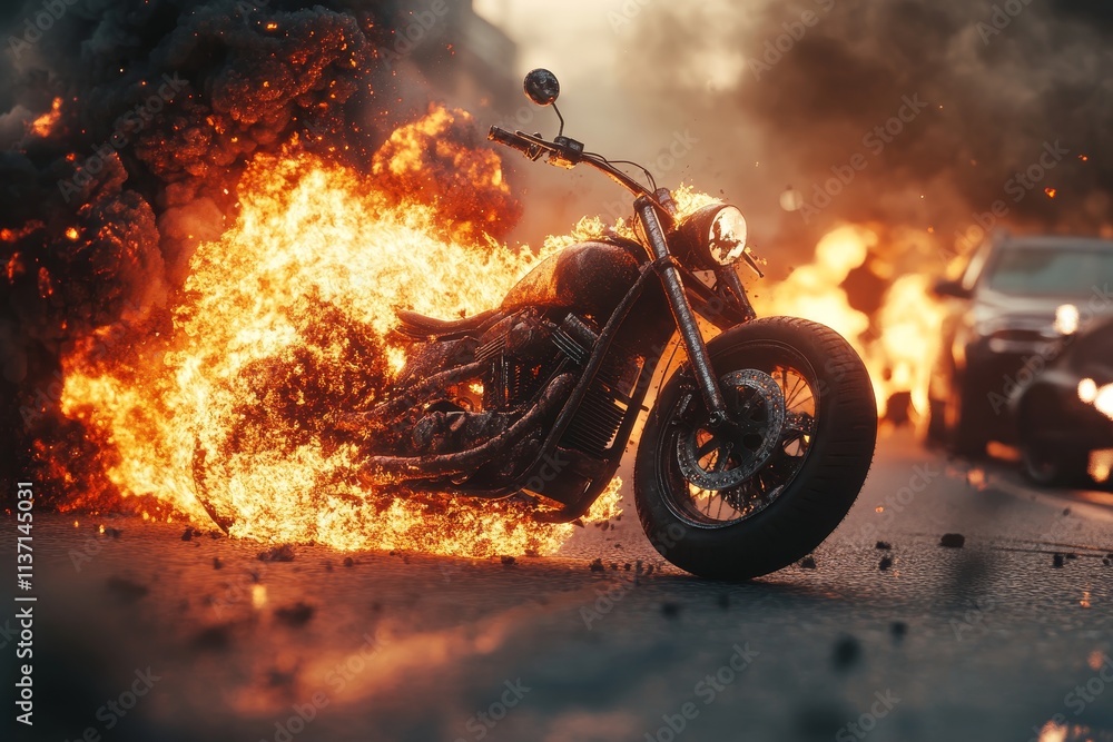 3D Realistic illustration of a Motorcycle exploding isolated on white Background 3D Realistic illustration of a Motorcycle exploding isolated on white Background