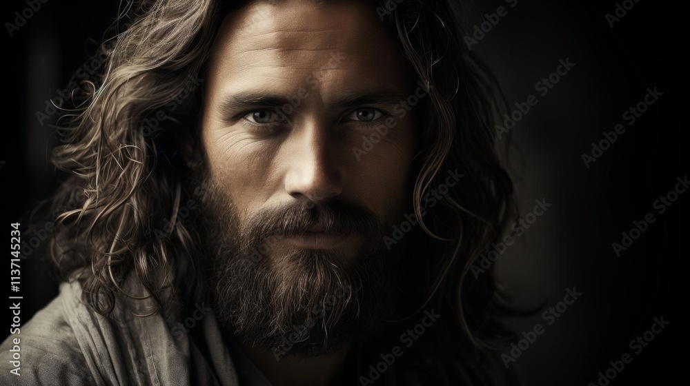 A man with a beard and long hair is smiling A man with a beard and long hair is smiling