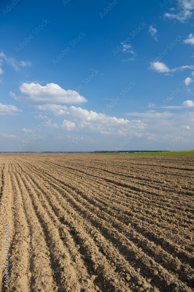 Arable land against the background of an autumn landscape. Arable land against the background of an autumn landscape.
