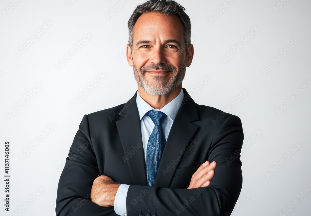 Confident Businessman in Suit with Arms Crossed and Smile Confident Businessman in Suit with Arms Crossed and Smile