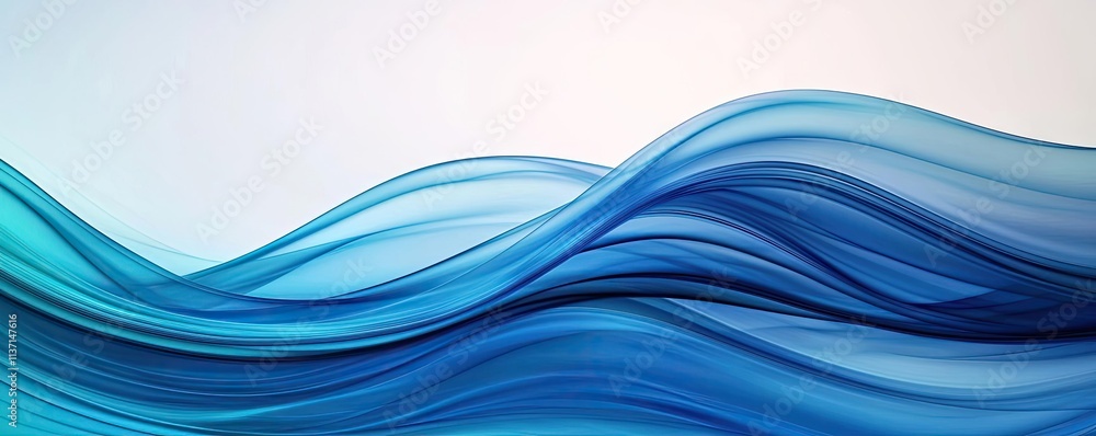Fototapeta premium Wave abstract background idea. Beautiful abstract blue waves creating a smooth and calming visual effect.