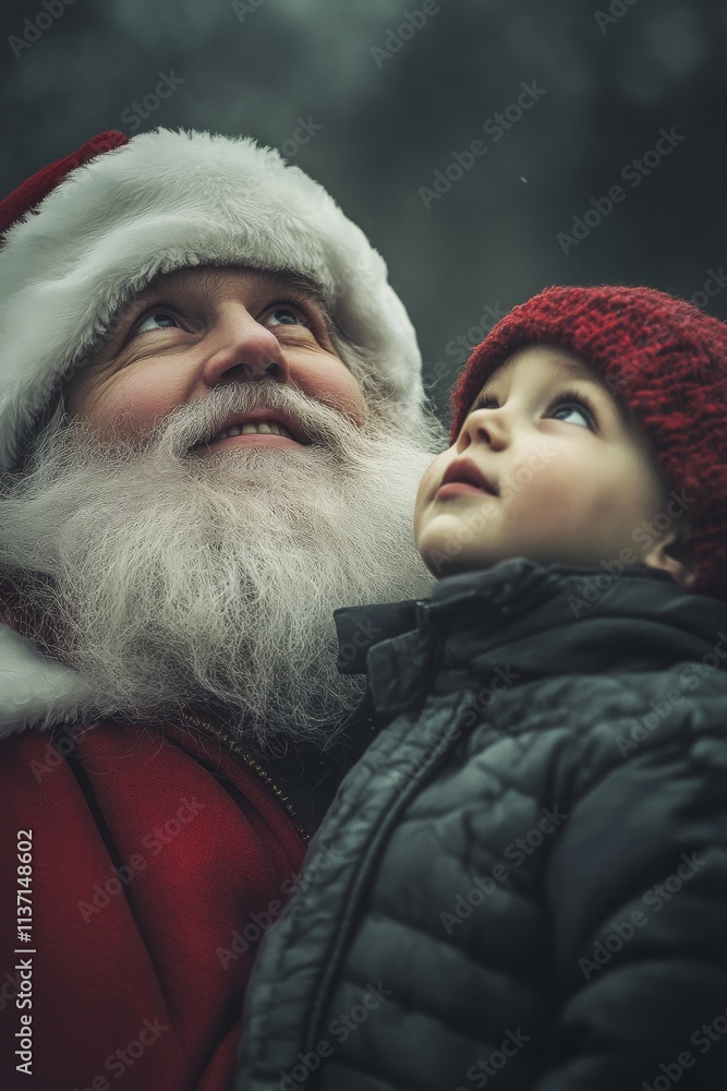 Holiday season season ad campaign visual idea pic for media and internet use. Happy christmas, Ñute child boy happy with santa claus. Christmas happy santa kids. Xmas tree lighting ads. Holiday season season ad campaign visual idea pic for media and internet use. Happy christmas, Ñute child boy happy with santa claus. Christmas happy santa kids. Xmas tree lighting ads.