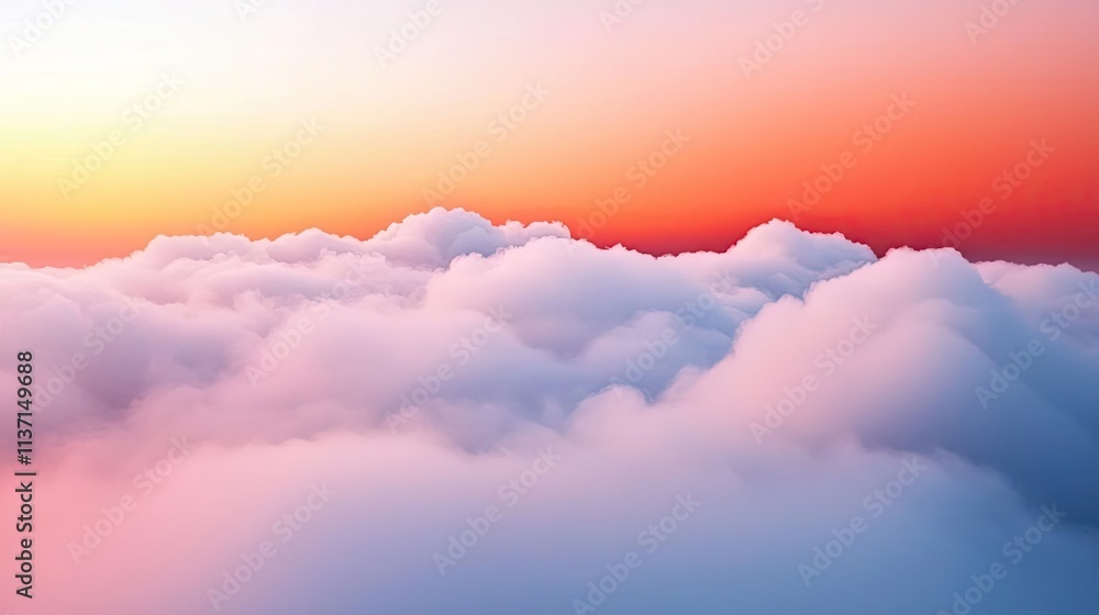 Mysterious fog concept. A serene view of fluffy clouds at sunset, creating a peaceful and dreamy atmosphere. Mysterious fog concept. A serene view of fluffy clouds at sunset, creating a peaceful and dreamy atmosphere.