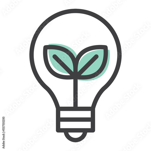 Png light bulb icon for power conservation campaign day in simple line photo