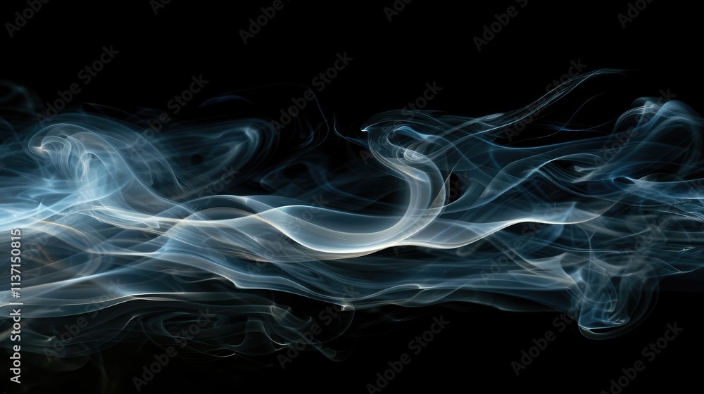 Obraz premium Ethereal smoke wisps gracefully flow against a dark background, creating a sense of movement.