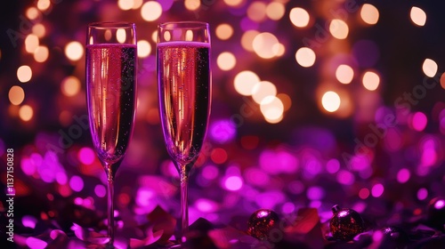 Sparkling Celebration with Champagne Glasses and Festive Background