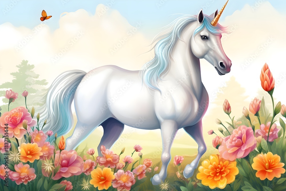 Fototapeta premium fantasy, horse, dream, magic, pony, graphic, print, rainbow, fairy, mythology, doodle, outline, page, star, birthday, book, clip art, coloured, elephant, greeting, imagination, invitation, mane