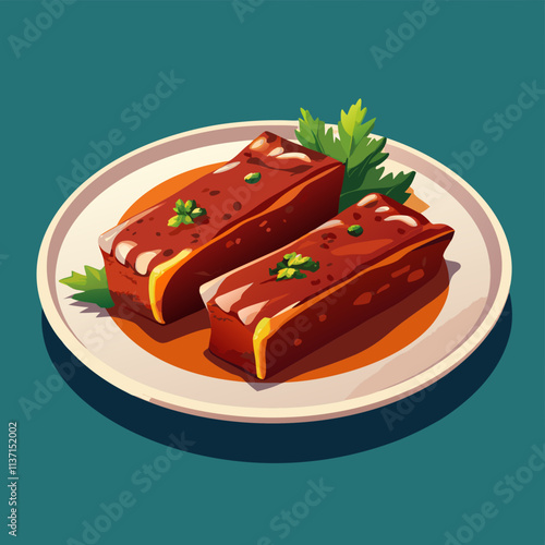 colorful illustration of american food theme, barbecue ribs