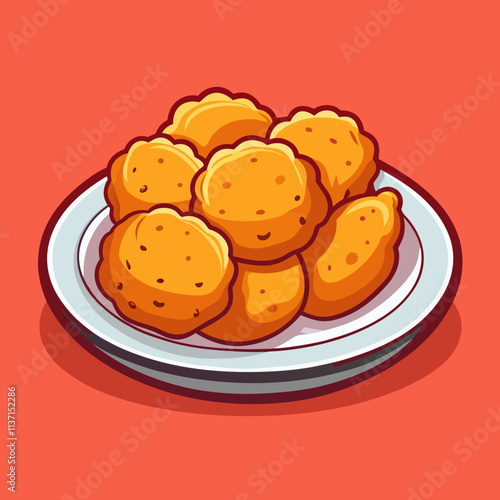 colorful illustration of american food theme, chicken nuggets