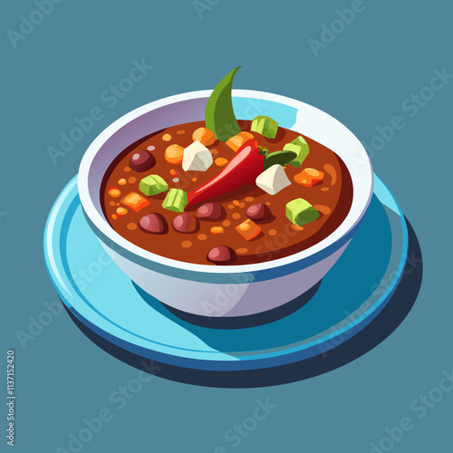 colorful illustration of american food theme, chili con carne