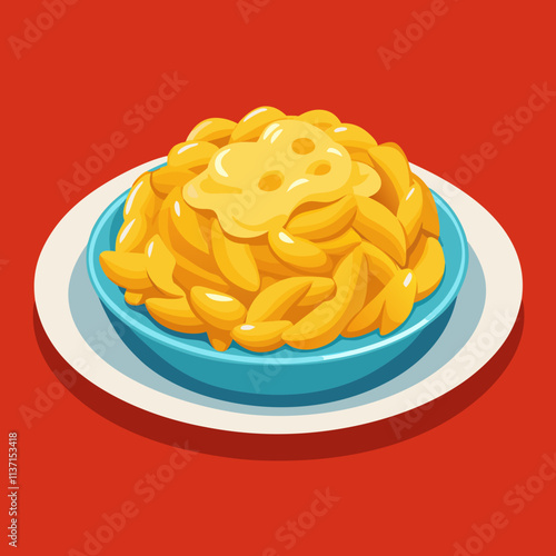 colorful illustration of american food theme, macaroni and cheese