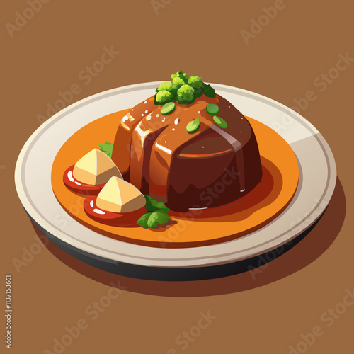 colorful illustration of american food theme, pot roast